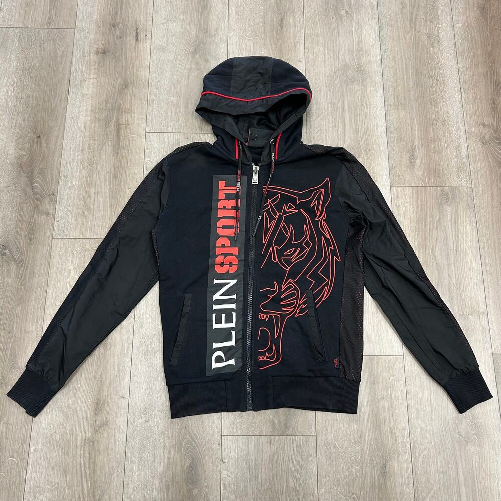 Phillipp Plein Sport Black Full Zip Up Tiger Hoodie size Small S B30